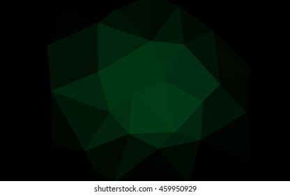 Dark green polygonal illustration, which consist of triangles. Triangular design for your business. Geometric background in Origami style with gradient.