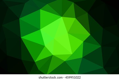 Dark green polygonal illustration, which consist of triangles. Triangular design for your business. Geometric background in Origami style with gradient.