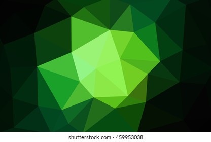 Dark green polygonal illustration, which consist of triangles. Triangular design for your business. Geometric background in Origami style with gradient.