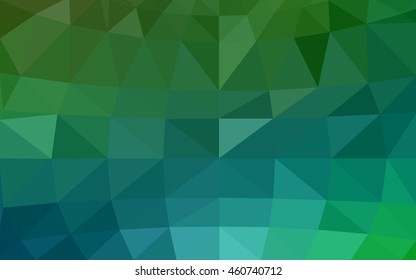 Dark green polygonal illustration, which consist of triangles. Triangular design for your business. Geometric background in Origami style with gradient.