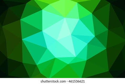Dark green polygonal illustration, which consist of triangles. Triangular design for your business. Geometric background in Origami style with gradient.