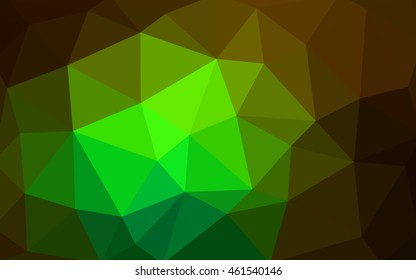 Dark green polygonal illustration, which consist of triangles. Triangular design for your business. Geometric background in Origami style with gradient.