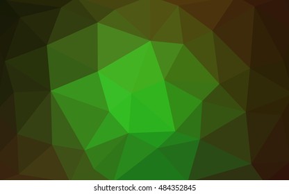 Dark green polygonal illustration, which consist of triangles. Triangular design for your business. Geometric background in Origami style with gradient.