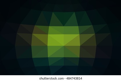 Dark green polygonal illustration, which consist of triangles. Triangular design for your business. Geometric background in Origami style with gradient.