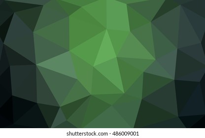 Dark green polygonal illustration, which consist of triangles. Triangular design for your business. Geometric background in Origami style with gradient.