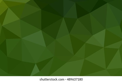 Dark green polygonal illustration, which consist of triangles. Triangular design for your business. Geometric background in Origami style with gradient.