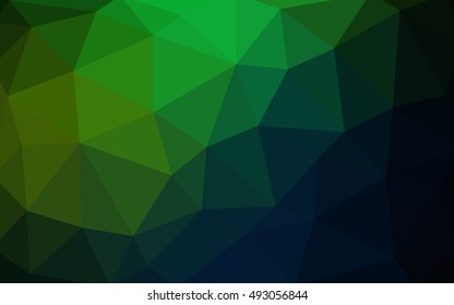 Dark green polygonal illustration, which consist of triangles. Triangular design for your business. Geometric background in Origami style with gradient.