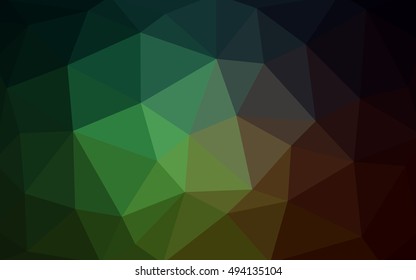 Dark green polygonal illustration, which consist of triangles. Triangular design for your business. Geometric background in Origami style with gradient.