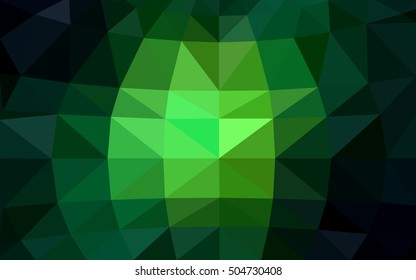 Dark green polygonal illustration, which consist of triangles. Triangular design for your business. Geometric background in Origami style with gradient.