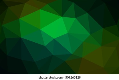 Dark green polygonal illustration, which consist of triangles. Triangular design for your business. Geometric background in Origami style with gradient.