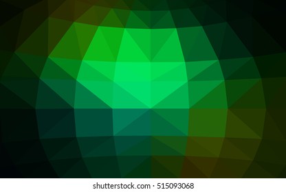 Dark green polygonal illustration, which consist of triangles. Triangular design for your business. Geometric background in Origami style with gradient.