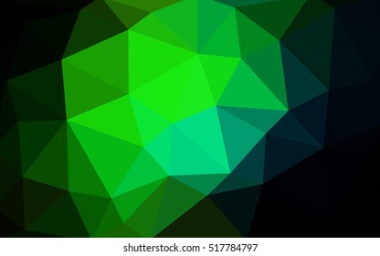 Dark green polygonal illustration, which consist of triangles. Triangular design for your business. Geometric background in Origami style with gradient.
