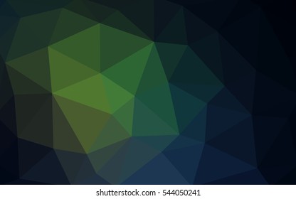 Dark green polygonal illustration, which consist of triangles. Triangular design for your business. Geometric background in Origami style with gradient.