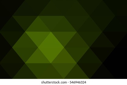 Dark Green polygonal illustration, which consist of triangles. Triangular design for your business. Creative geometric background in Origami style with gradient