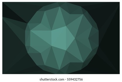 Dark Green polygonal illustration, which consist of triangles with a gemstone in center. Triangular design of a huge diamond for your business. Creative geometric background of gems.