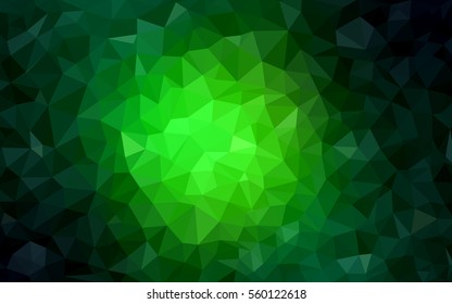 Dark Green polygonal illustration, which consist of triangles. Triangular design for your business. Creative geometric background in Origami style with gradient