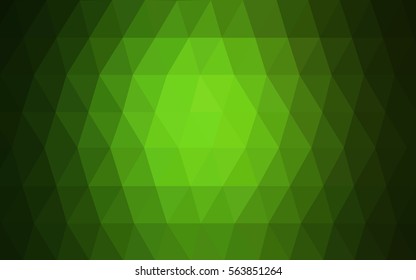 Dark Green polygonal illustration, which consist of triangles. Triangular pattern for your business design. Geometric background in Origami style with gradient. 