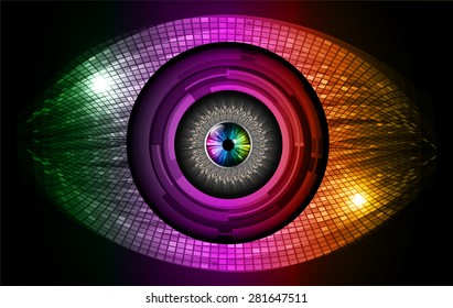 dark green purple orange color Light Abstract Technology background for computer graphic website internet and business. circuit. vector illustration. infographics. eye eyeball.