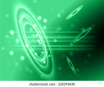Dark green purple sparkling background with stars in the sky and blurry lights, illustration. Abstract, Universe, Galaxies, ring. 