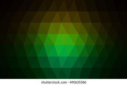 Dark green, red blurry triangle background. Brand-new colored illustration in blurry style with gradient. Triangular pattern for your business design.