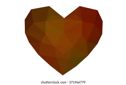 Dark green, red heart isolated on white background. Geometric rumpled triangular low poly origami style gradient graphic illustration. Vector polygonal design for your business.