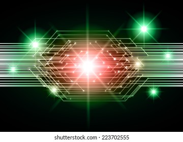 Dark green red Light Abstract Technology background for computer graphic website and internet, circuit board. star.