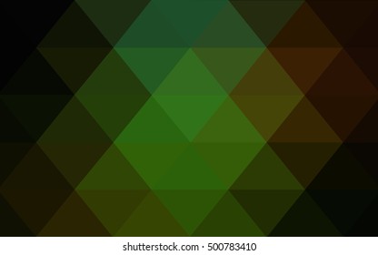 Dark green, red low poly pattern. Shining illustration, which consist of triangles. A completely new template for your business design.