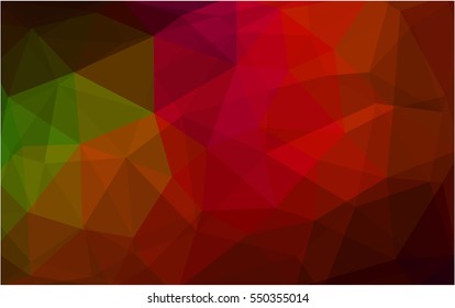 Dark Green Red Low poly crystal background. Polygon design pattern. Low poly vector illustration, low polygon background.