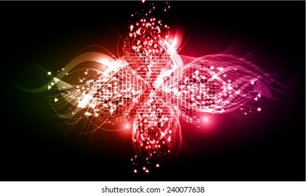 Dark green red pink Light Abstract Technology background for computer graphic website internet and business. text box. Brochure. card. wave.