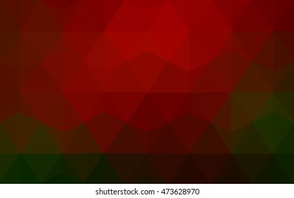 Dark green, red polygonal background. Brand-new colored illustration in blurry style with gradient. The template can be used as a background for cell phones.