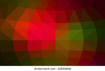 Dark green, red polygonal illustration, which consist of triangles. Triangular design for your business. Geometric background in Origami style with gradient.