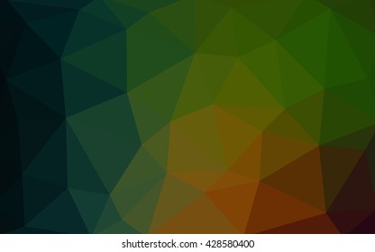 Dark green, red polygonal illustration, which consist of triangles. Triangular design for your business. Geometric background in Origami style with gradient.
