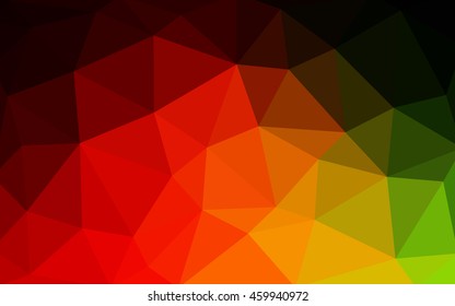 Dark green, red polygonal illustration, which consist of triangles. Triangular design for your business. Geometric background in Origami style with gradient.