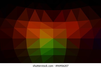 Dark green, red polygonal illustration, which consist of triangles. Triangular design for your business. Geometric background in Origami style with gradient.