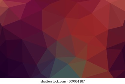 Dark green, red polygonal illustration, which consist of triangles. Triangular design for your business. Geometric background in Origami style with gradient.
