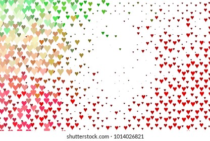 Dark Green, Red vector abstract lovely pattern with Hearts on white background. Happy Valentine's Day Greeting Card with small hearts. Stock template for your romantic ad, leaflet, banner.