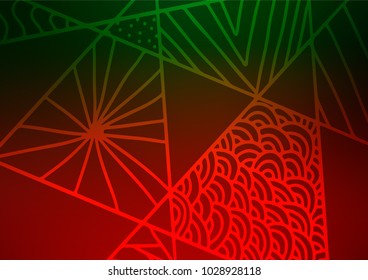 Dark Green, Red vector abstract doodle background. Glitter abstract illustration with doodles and Zen tangles. The doodle design can be used for your web site.