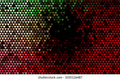 Dark Green, Red vector abstract lovely pattern with Hearts on white background. Happy Valentine's Day Greeting Card with small hearts. Stock template for your romantic ad, leaflet, banner.