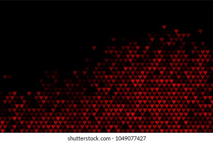Dark Green, Red vector abstract lovely pattern with Hearts on white background. Happy Valentine's Day Greeting Card with small hearts. Stock template for your romantic ad, leaflet, banner.