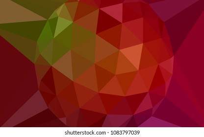 Dark Green, Red vector abstract polygonal template with a gem in a centre. Triangular geometric sample with gradient.  Triangular pattern for your design.