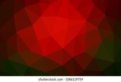 Dark Green, Red vector abstract mosaic background. Colorful illustration in polygonal style with gradient. New template for your brand book.