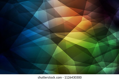 Dark Green, Red vector abstract mosaic background. Geometric illustration in Origami style with gradient.  Polygonal design for your web site.