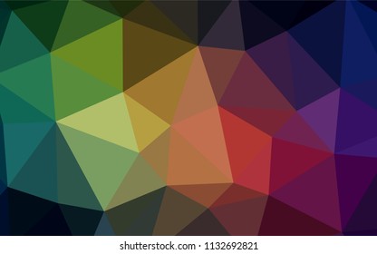 Dark Green, Red vector abstract polygonal template. Triangular geometric sample with gradient.  New template for your brand book.