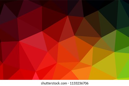Dark Green, Red vector abstract polygonal pattern. Geometric illustration in Origami style with gradient.  Best triangular design for your business.