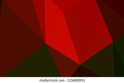 Dark Green, Red vector abstract polygonal template. A sample with polygonal shapes. Completely new template for your banner.