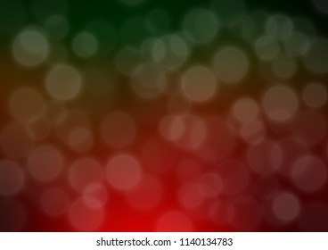 Dark Green, Red vector abstract bokeh pattern. A completely new color illustration in a bokeh style. A new texture for your design.