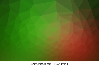 Dark Green, Red vector abstract mosaic backdrop. Creative geometric illustration in Origami style with gradient. The textured pattern can be used for background.