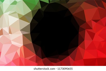 Dark Green, Red vector abstract mosaic background. Triangular geometric sample with gradient.  The elegant pattern can be used as part of a brand book.