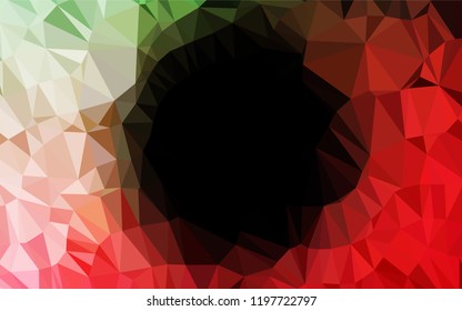 Dark Green, Red vector abstract polygonal layout. Shining illustration, which consist of triangles. A completely new template for your business design.