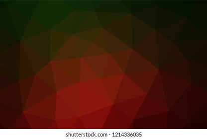 Dark Green, Red vector abstract mosaic pattern. A vague abstract illustration with gradient. The best triangular design for your business.